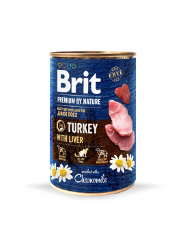 Brit Premium By Nature Turkey with Liver Indyk I Wtrbka Mokra Karma dla Szczenit 400 g