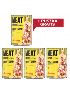 Pakiet Josera MeatLovers Menu Mokra Karma Dla Dorosłych Psów z Kurczakiem i Marchewką 3 x 400 g + 1 Puszka GRATIS!