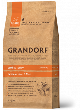 Grandorf Lamb & Turkey Junior Medium & Maxi Breeds Karma Dla Juniorów Średnich i Dużych Ras 10 kg