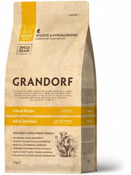 Grandorf 4 Meat Adult Sterilised Sucha Karma Dla Dorosłych Sterylizowanych Kotów 2 kg