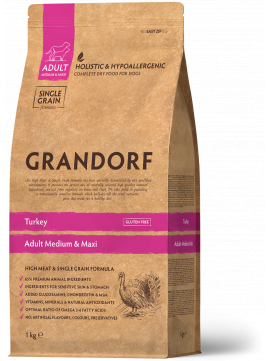 Grandorf Turkey Adult Medium Maxi Sucha Karma Dla Dorosłych Psów Średnich i Dużych Ras 1 kg