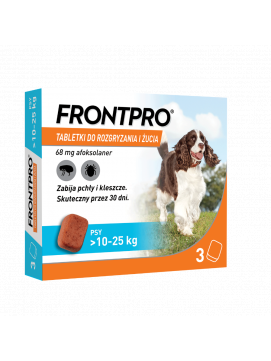 Frontpro Tabletki Dla Psw Na Pchy i Kleszcze 10-25 kg 68 mg 3 Tabletki