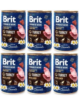 Pakiet Brit Premium By Nature Turkey with Liver Indyk Wątróbka Mokra Karma dla Szczeniąt 6 x 800 g