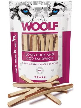 Woolf Long Duck And Cod Sandwich Kaczka Dorsz Przysmak Dla psa 100 g