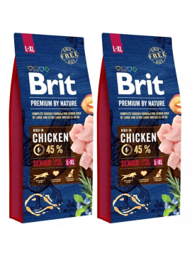 Pakiet Brit Premium By Nature Kurczak Senior Karma Dla Psów Starszych Dużych I Bardzo Dużych Ras L+XL 2 x 15 kg