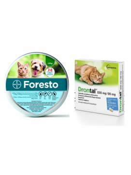 Pakiet Foresto dla Kota i Psa poniżej 8 kg + Drontal 2 Tabletki