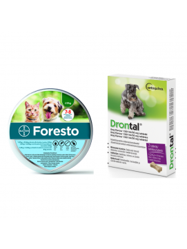 Pakiet Foresto dla Psa poniej 8 kg + Drontal Dog Flavour 2 Tabletki