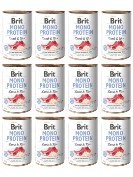Pakiet Brit Mono Protein Lamb & Rice Jagnięcina Ryż Mokra Karma Dla Psa 12 x 400 g