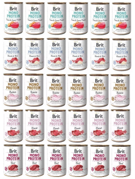 Pakiet Brit Mono Protein Mix Smaków 30 x 400 g