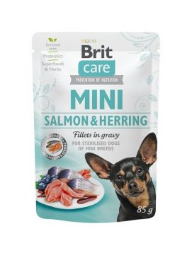 Brit Care Mini Adult Salmon & Herring Sterilised oso i led dla Sterylizowanych Psw Maych Ras 85 g