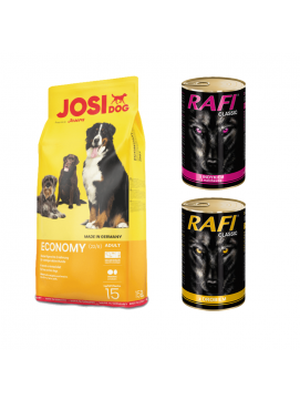 Pakiet Josera JosiDog Economy 15 kg + 2 Puszki Rafi