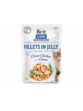 Brit Care Cat Fillets In Jelly Choice Chicken With Cheese Kurczak I Ser Mokra Karma Dla Kotów  85 g
