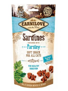 Brit Carnilove Healthy Digestion Snack Trawienie Sardine with Parsley Sardynki Pietruszka Przekąska Dla Kota 50 g