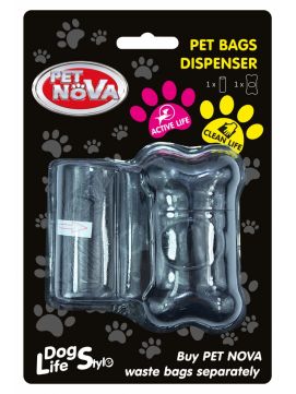 Pet Nova Dog Life Style Dyspenser Czarny na Worki Oraz Jedna Rolka 20 Sztuk