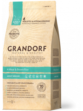Grandorf 4 Meat & Brown Rice Adult Indoor Karma Dla Dorosłych Kotów 400 g