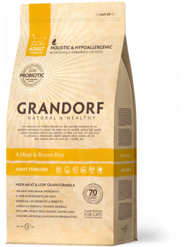 Grandorf 4 Meat & Brown Rice Adult Sterilised Karma Dla Sterylizowanych Kotów 400 g