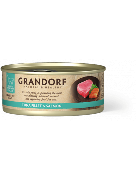 Grandorf Tuna Fillet & Salmon Karma Mokra Dla Kota Filet z Tuńczyka i Łososia 70 g