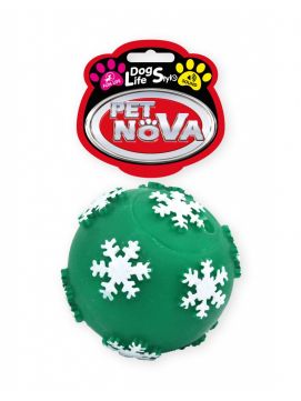Dog Life Style Piłka z Płatkami Śniegu Zielona 7,5 cm