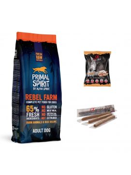 Pakiet Primal Spirit Rebel Farm 65% 12 kg + 5 Przysmakw!