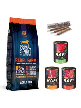 Pakiet Primal Spirit Rebel Farm 65% 12 kg + 7 GRATISÓW!